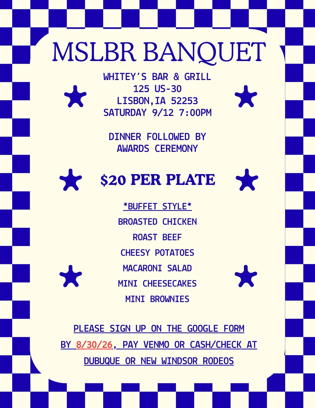 MSLBRA Banquet flyer