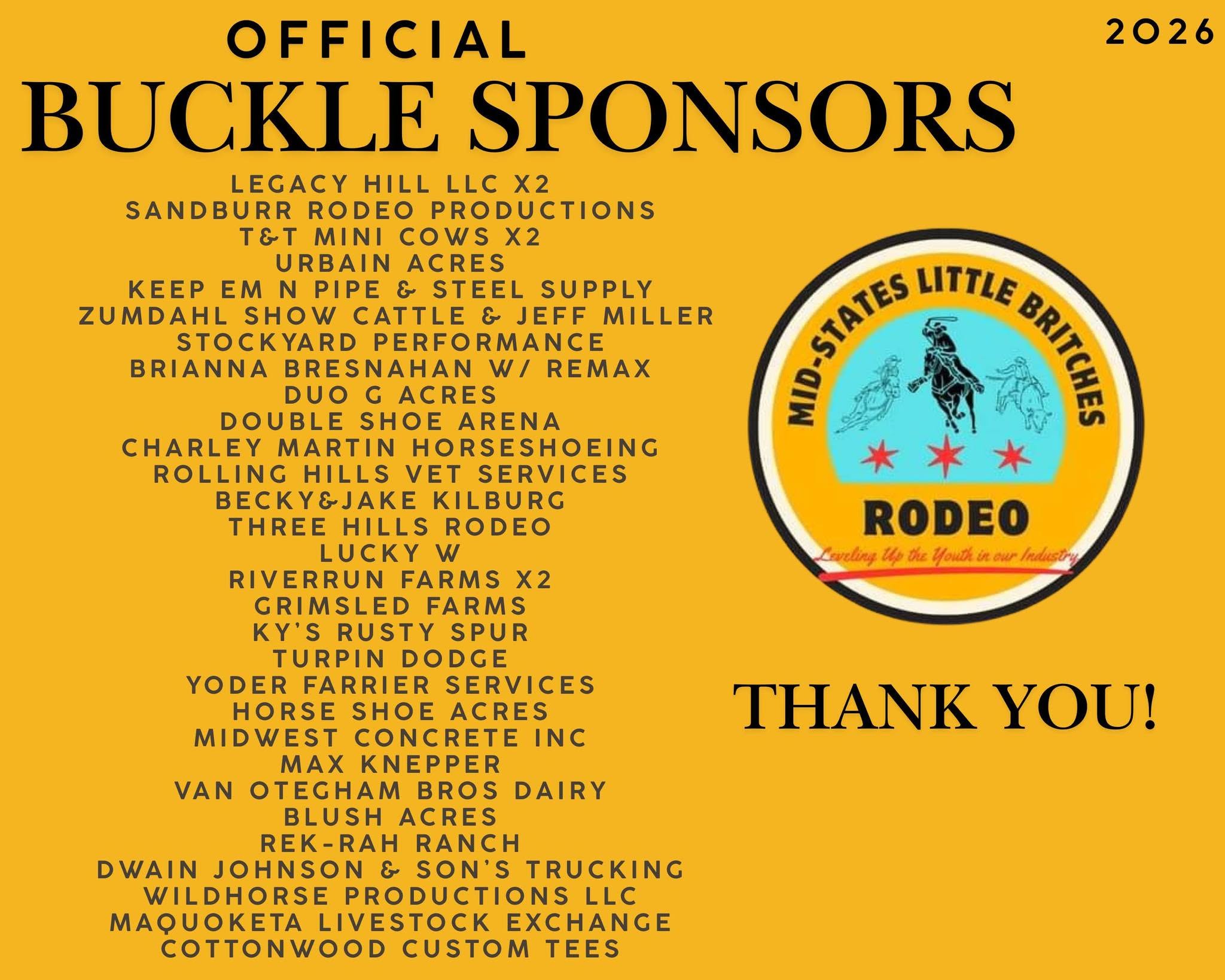 2026 Official Buckle Sponsors list